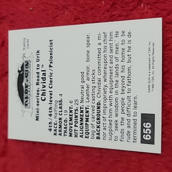 1992 TSR Advanced Dungeons & Dragons Chividal #656 - Picture 2 of 2